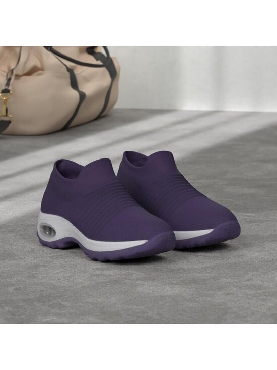 CAICJ98 Non Slip Shoes for Women Slip on Sneakers Women  Women\'s Purple Walking Arch Support Non Slip Breathable Knit Upper Sneaker Shoes